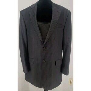 LRL Ralph Lauren Black Pinstripe Blazer Suit Sports Coat 100% Wool Size 44 L
